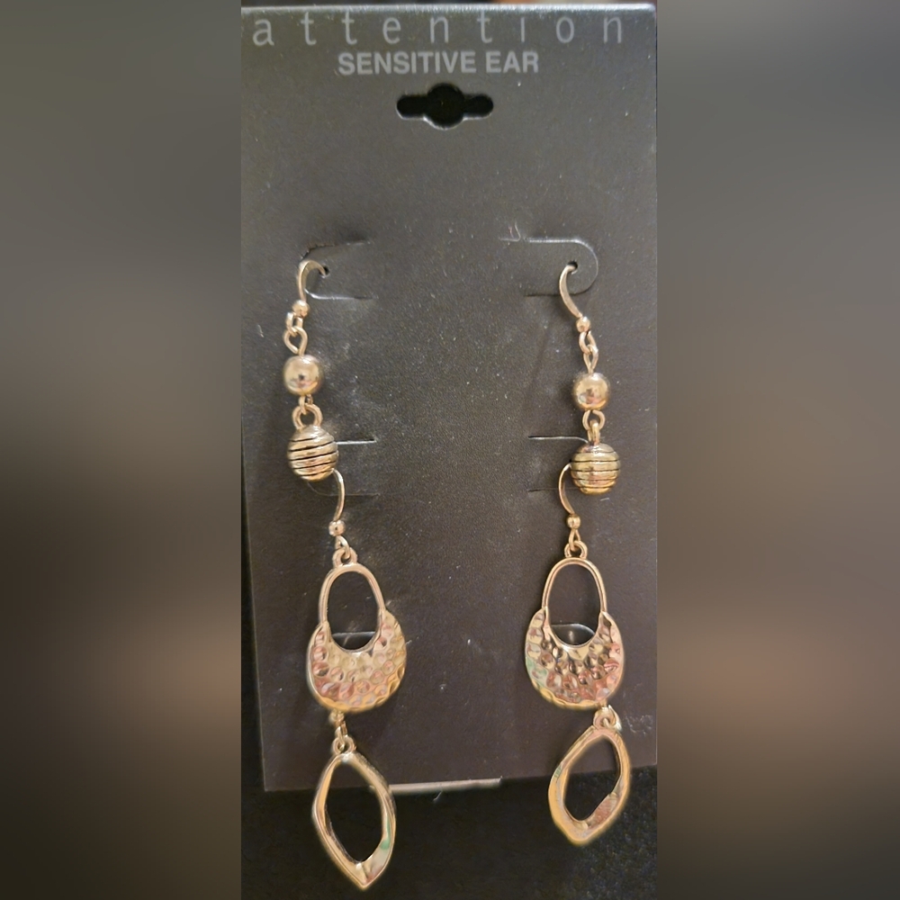 3 Pair Goldtone Dangle Earrings